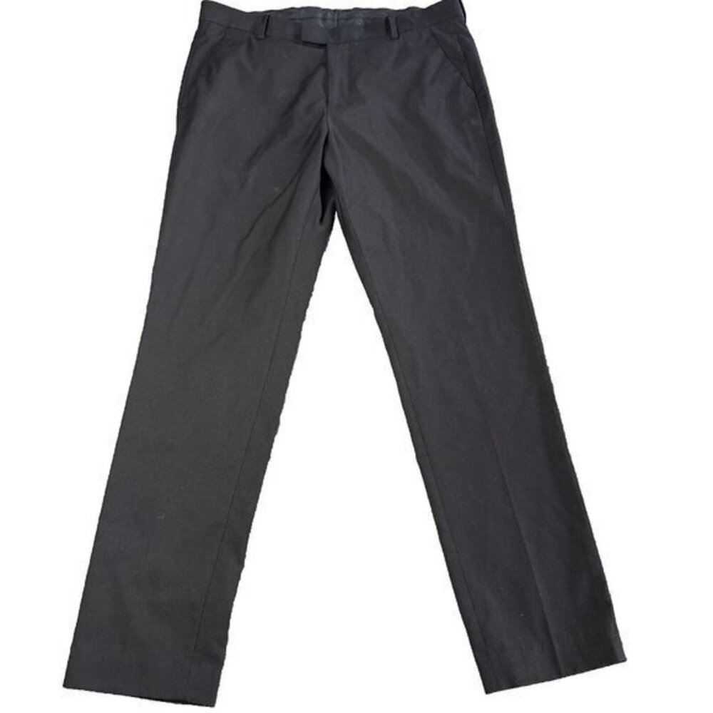 HM Slim Fit Black Dress Pants Mens 36 Flat Front Trousers Slacks Business Casual
